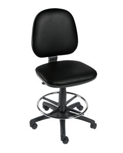 Operator Chair With Gas Lift and Foot Ring - No Arms - Black Vinyl