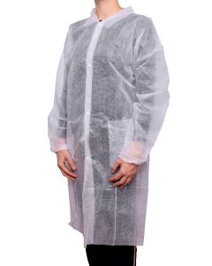 MG LARGE White Disposable Lab Coats Button Closure
