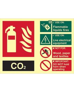Fire  Extinguisher Sign Photoluminescent - CO2 