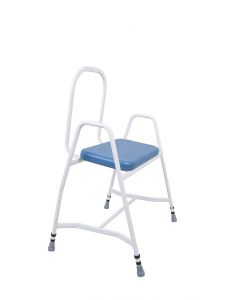 Bariatric Perching stool with Steel Arms & Back - Vinyl