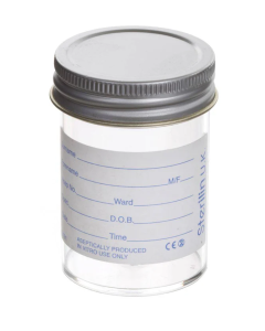 60ml Urine Container - Printed Label, Metal Flow Seal Cap (300