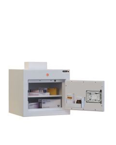  Sun-CDC22 Controlled drug cabinet with 1 shelf and 1 door tray, shown with optional warning light