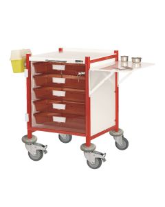 Vista 40 Clinical Trolley - 5 Single Depth Trays - Red